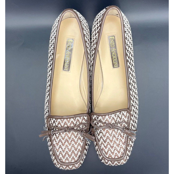 Pre-owned Enzo Angiolini Flats Loafers Women's Slip-On Brown White Flats Size 8 - Picture 8 of 9